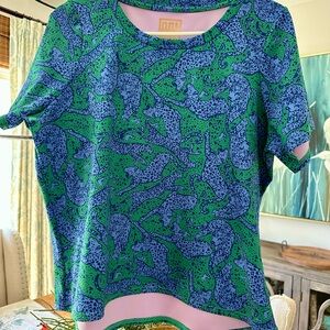 Vibrant Blue and Green Leopard Print Women's Tee